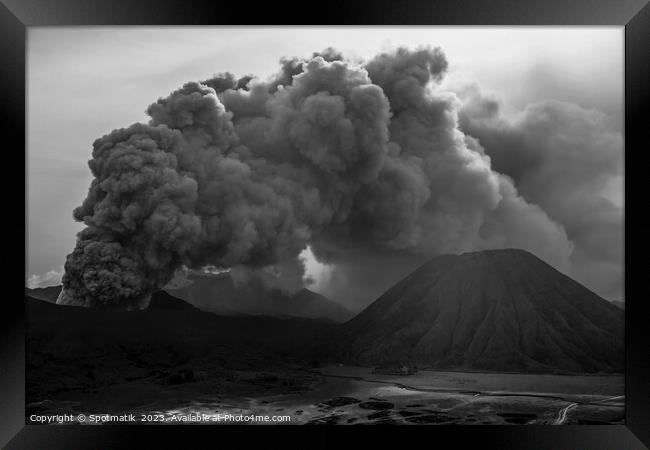 Mount Bromo volcanic natural active eruption  Indonesian Asia Framed Print by Spotmatik 