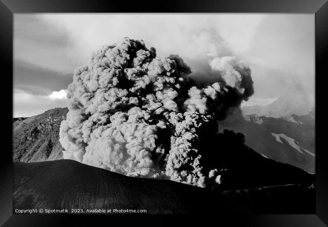 Mount Bromo volcano erupting Indonesian South East Asia Framed Print by Spotmatik 