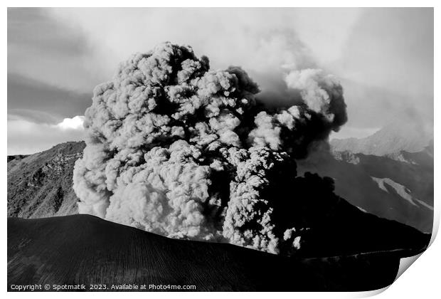 Mount Bromo volcano erupting Indonesian South East Asia Print by Spotmatik 