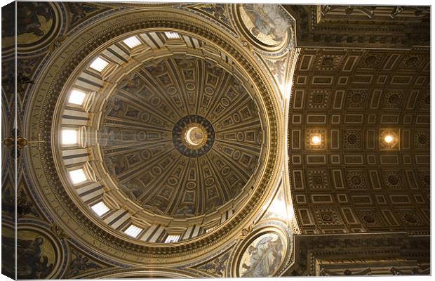 Inner dome of Saint Peters Basilica Canvas Print by Ian Middleton