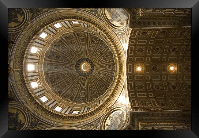 Inner dome of Saint Peters Basilica Framed Print by Ian Middleton