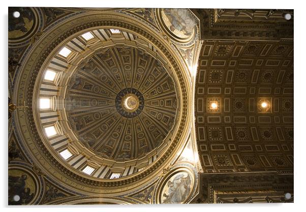 Inner dome of Saint Peters Basilica Acrylic by Ian Middleton