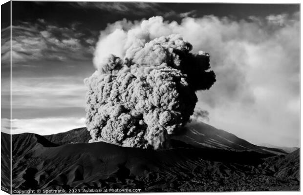 Mt Bromo Indonesia a remote active volcano erupting  Canvas Print by Spotmatik 