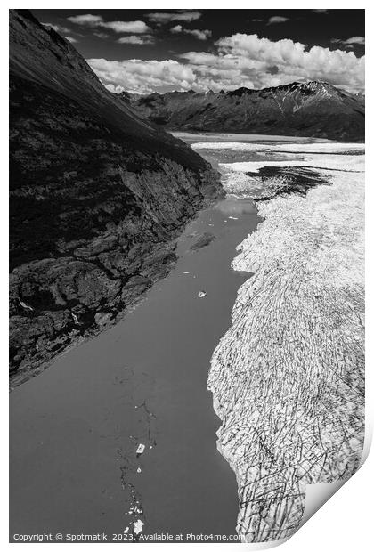 Aerial Alaska view Knik glacier Chugach Mountains USA Print by Spotmatik 