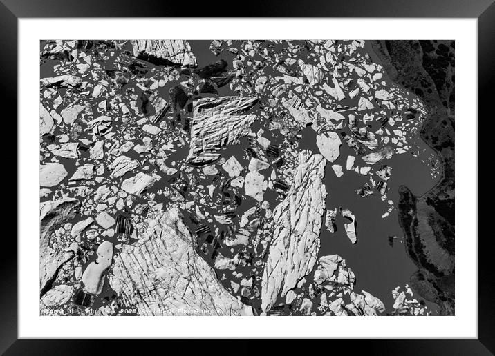 Aerial view frozen glacial ice formations Alaska USA Framed Mounted Print by Spotmatik 