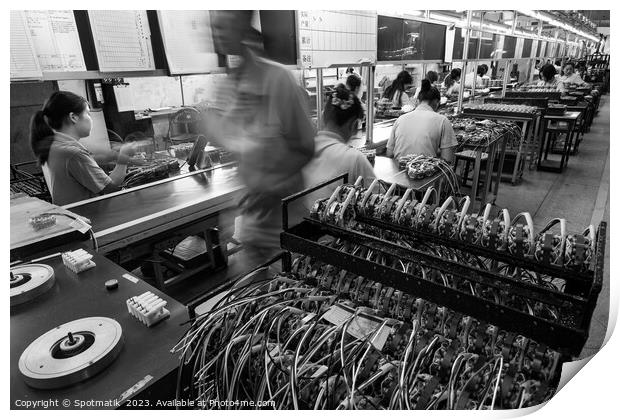 Chinese workers factory on assembly line Mainland China Print by Spotmatik 
