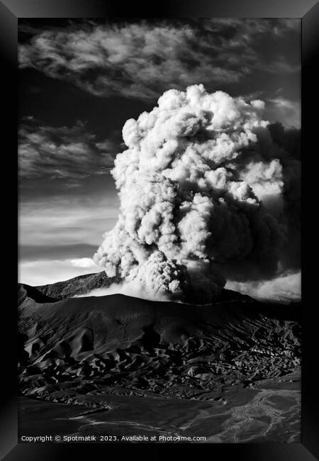 Mt Bromo Java active volcano erupting Indonesia Asia Framed Print by Spotmatik 