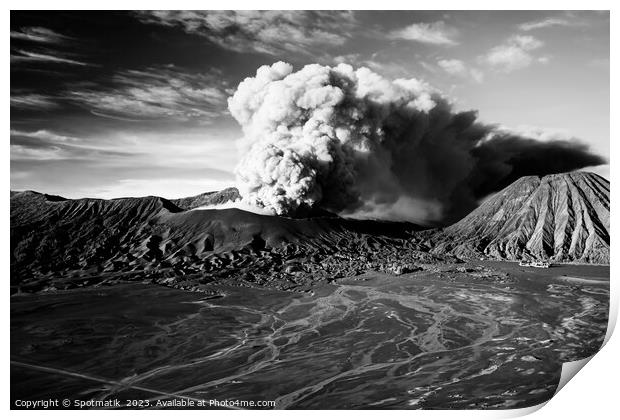 Active Mt Bromo Luhur Poten Temple Java Indonesia Print by Spotmatik 