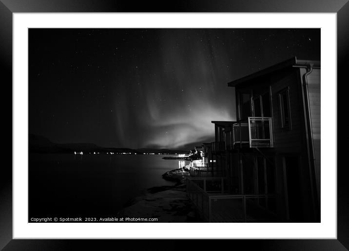 Aurora Borealis in night sky Arctic Circle Norway Framed Mounted Print by Spotmatik 