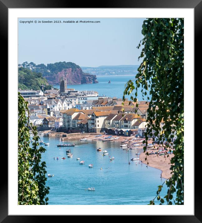 View of Teignmouth Back Beach  from Shaldon Framed Mounted Print by Jo Sowden