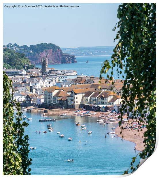 View of Teignmouth Back Beach  from Shaldon Print by Jo Sowden