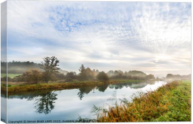 North Walsham Dilham Canal in Norfolk sunrise Canvas Print by Simon Bratt LRPS
