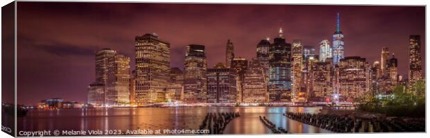NEW YORK CITY Nightly Impressions | Panoramic Canvas Print by Melanie Viola