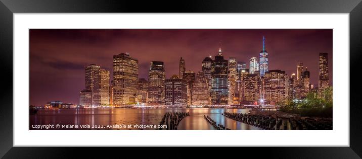 NEW YORK CITY Nightly Impressions | Panoramic Framed Mounted Print by Melanie Viola
