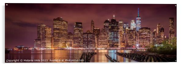 NEW YORK CITY Nightly Impressions | Panoramic Acrylic by Melanie Viola