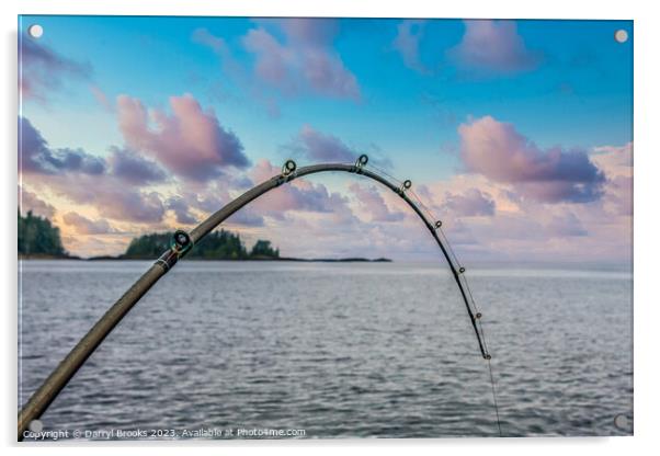 Bent Fishing Pole at Dusk Acrylic by Darryl Brooks