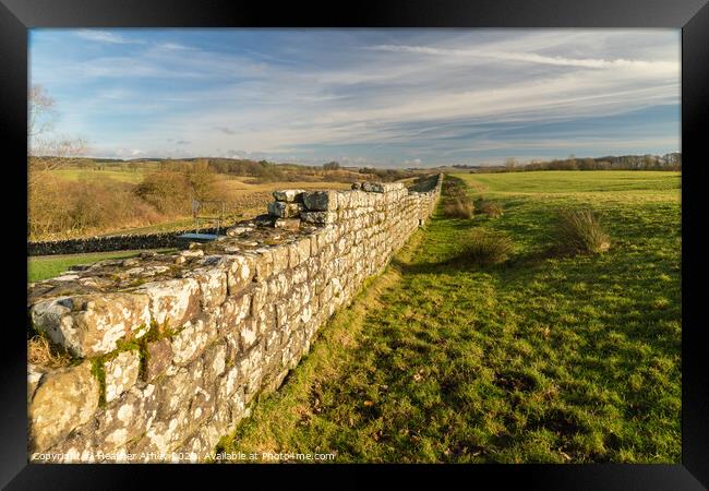 Winter sun on Hadrian's Wall  Framed Print by Heather Athey