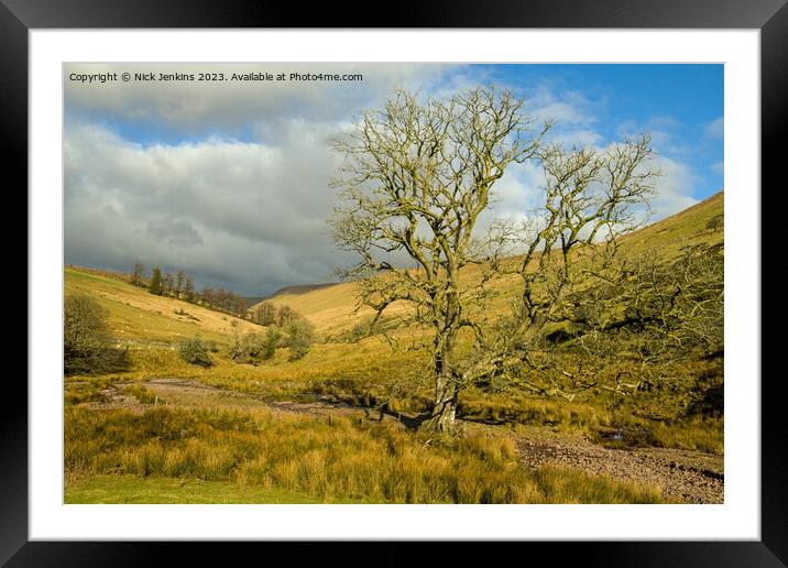 Nant Crew Valley Brecon Beacons January Framed Mounted Print by Nick Jenkins