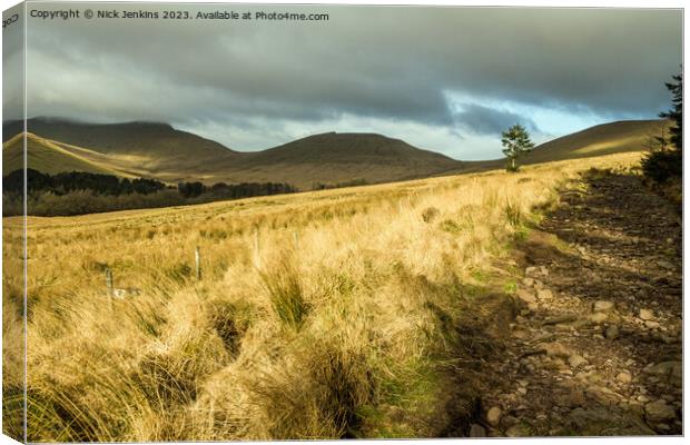 Central Brecon Beacons in January in Winter Powys South Wales Canvas Print by Nick Jenkins