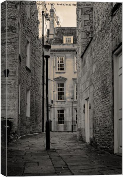 Bath side Streets golden black and white Canvas Print by Duncan Savidge