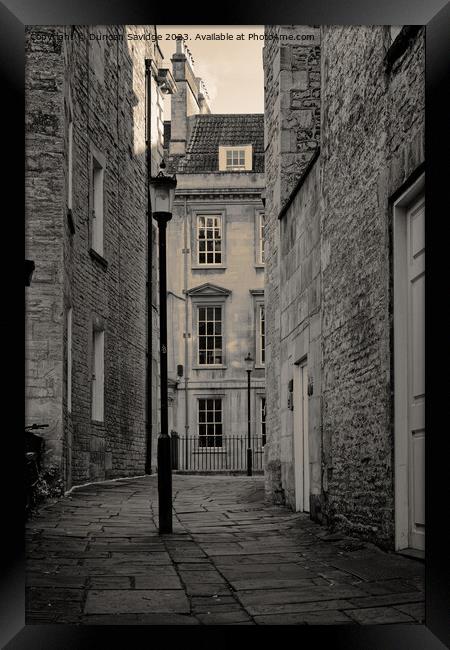 Bath side Streets golden black and white Framed Print by Duncan Savidge