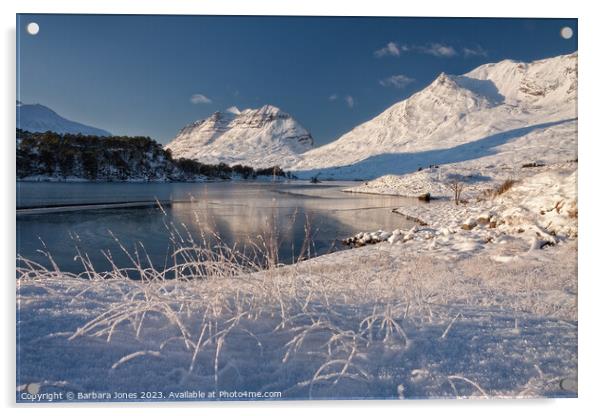 Loch Clair in Winter, Torridon Scotland. Acrylic by Barbara Jones