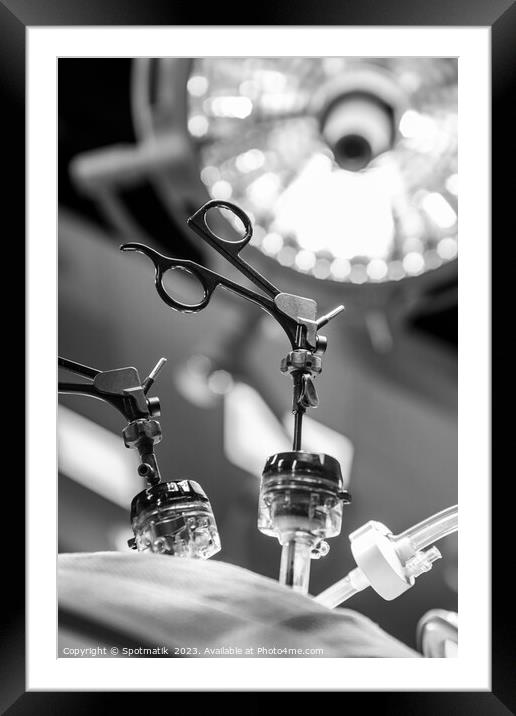 Patient prepared for laparoscopic keyhole surgery on ICU  Framed Mounted Print by Spotmatik 