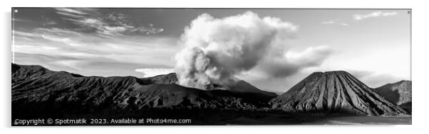 Panoramic view Mt Bromo active volcanic eruption exploding  Acrylic by Spotmatik 