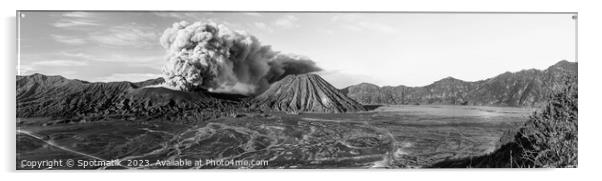 Panoramic view Mount Bromo active volcanic eruption Indonesia  Acrylic by Spotmatik 