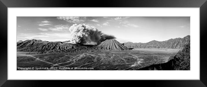 Panorama volcanic activity from the summit Mt Bromo  Framed Mounted Print by Spotmatik 