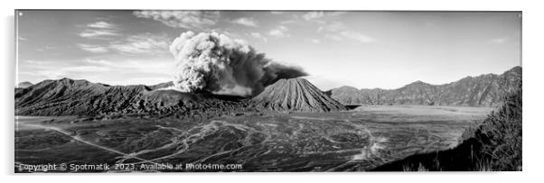 Panorama volcanic activity from the summit Mt Bromo  Acrylic by Spotmatik 