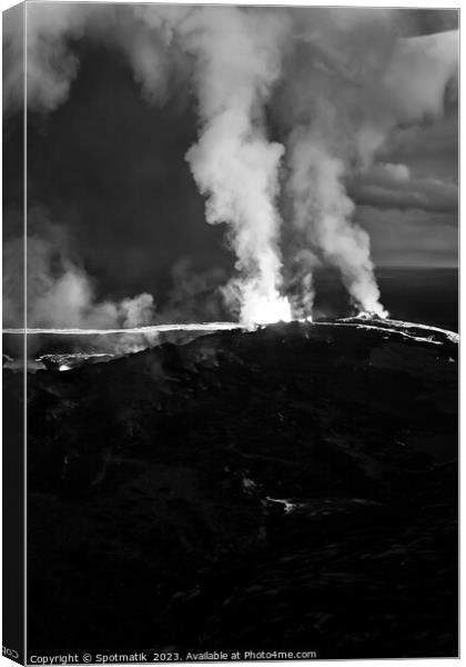 Aerial view of Icelandic active volcanic lava field  Canvas Print by Spotmatik 