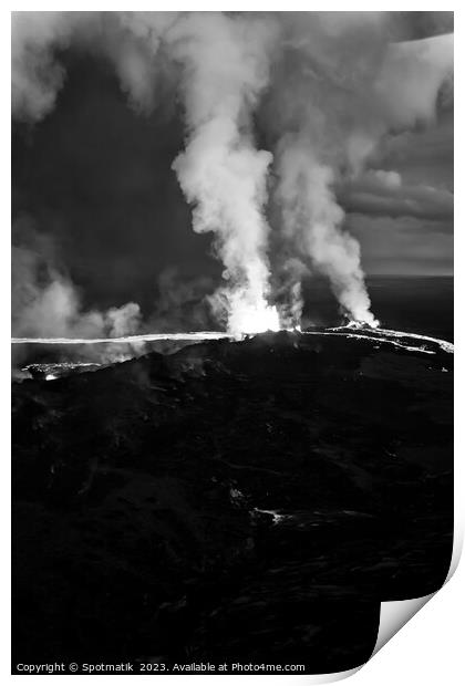 Aerial view of Icelandic active volcanic lava field  Print by Spotmatik 
