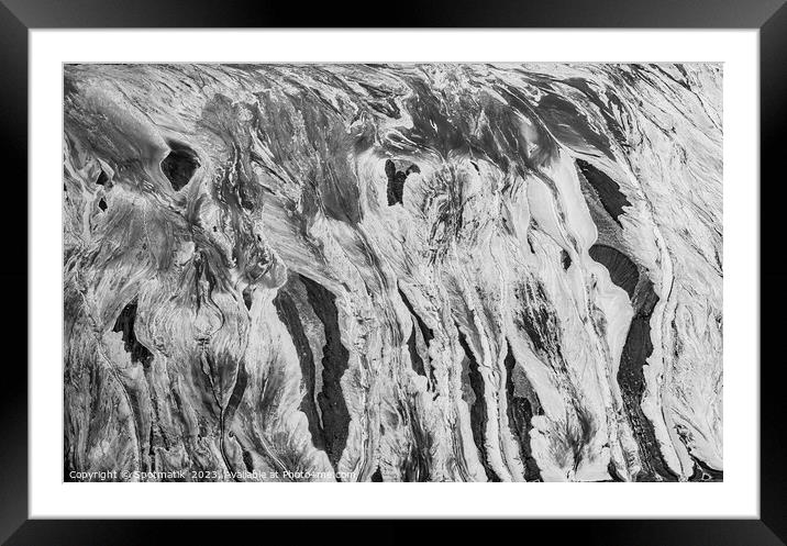 Aerial abstract art graphic image Tailing pond Alberta  Framed Mounted Print by Spotmatik 