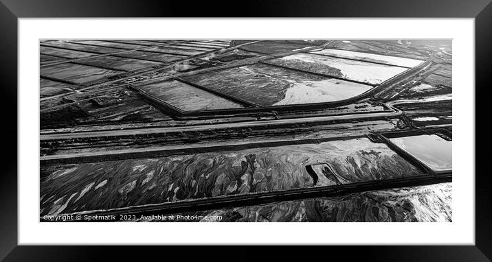 Aerial Panoramic of Tailing ponds Ft McMurray Alberta Framed Mounted Print by Spotmatik 