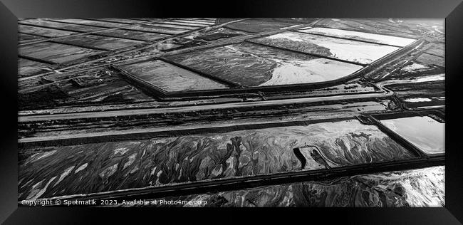 Aerial Panoramic of Tailing ponds Ft McMurray Alberta Framed Print by Spotmatik 