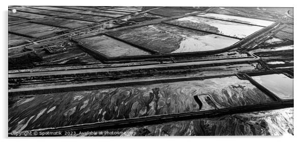 Aerial Panoramic of Tailing ponds Ft McMurray Alberta Acrylic by Spotmatik 