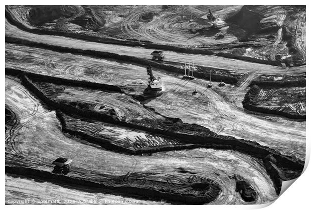 Aerial Ft McMurray Industrial excavator surface pit mining  Print by Spotmatik 