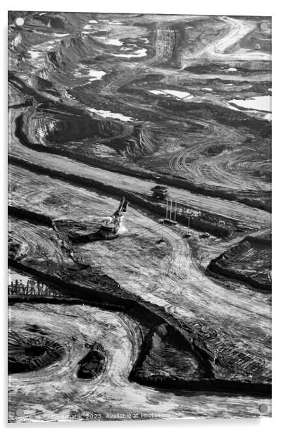 Aerial Oilsands Industrial surface mining site Alberta Canada Acrylic by Spotmatik 