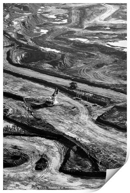 Aerial Oilsands Industrial surface mining site Alberta Canada Print by Spotmatik 