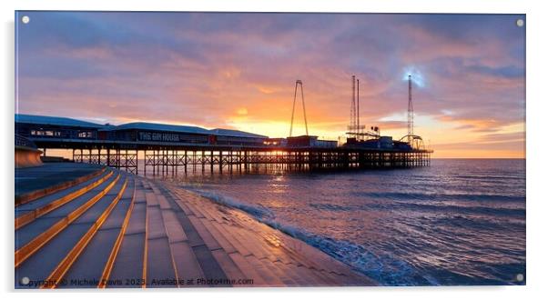 South Pier Sunset Acrylic by Michele Davis