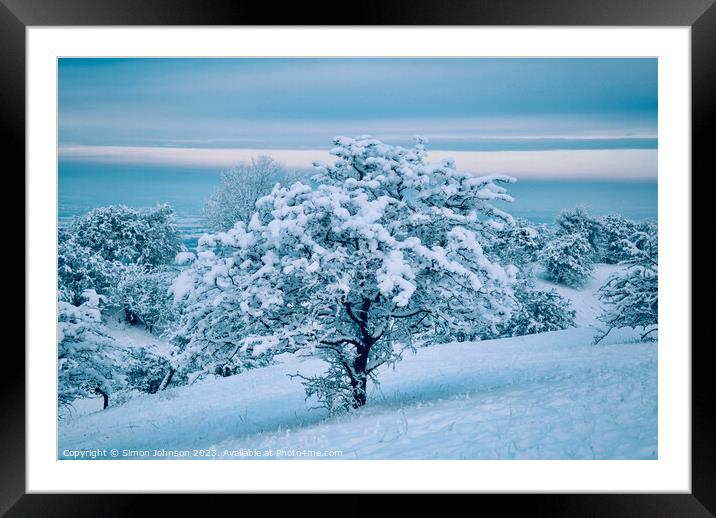 A snow covered landscape Framed Mounted Print by Simon Johnson