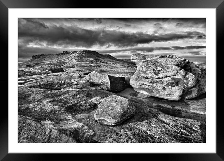 Higger Tor and Carl Wark Framed Mounted Print by Darren Galpin