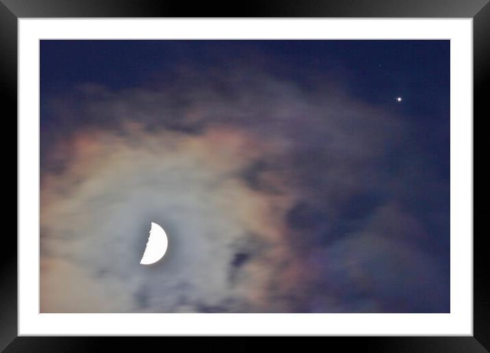 Moon and Jupiter Conjunction Framed Mounted Print by Susan Snow