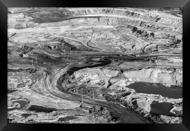 Aerial Alberta mining area large quarry carrying Oilsand Framed Print by Spotmatik 