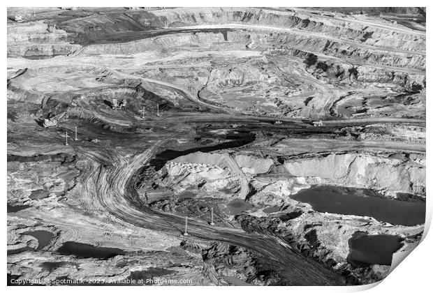 Aerial Alberta mining area large quarry carrying Oilsand Print by Spotmatik 