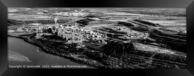 Aerial Panorama Canadian Oil Refinery Athabasca river Alberta Framed Print by Spotmatik 