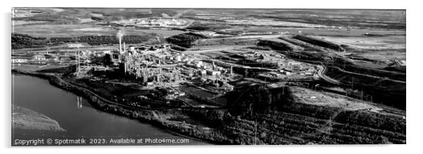 Aerial Panorama Canadian Oil Refinery Athabasca river Alberta Acrylic by Spotmatik 