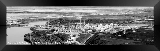 Aerial Panorama view Oil Refinery near Oilsands mining  Framed Print by Spotmatik 