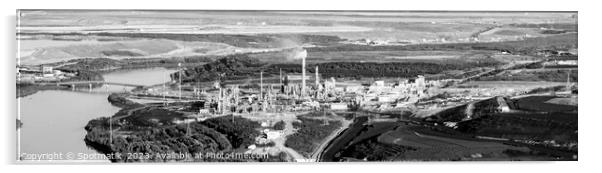 Aerial Panorama view Oil Refinery near Oilsands mining  Acrylic by Spotmatik 